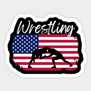 Wrestling USA Flag Sticker